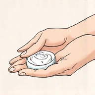 Hand applying cream to face